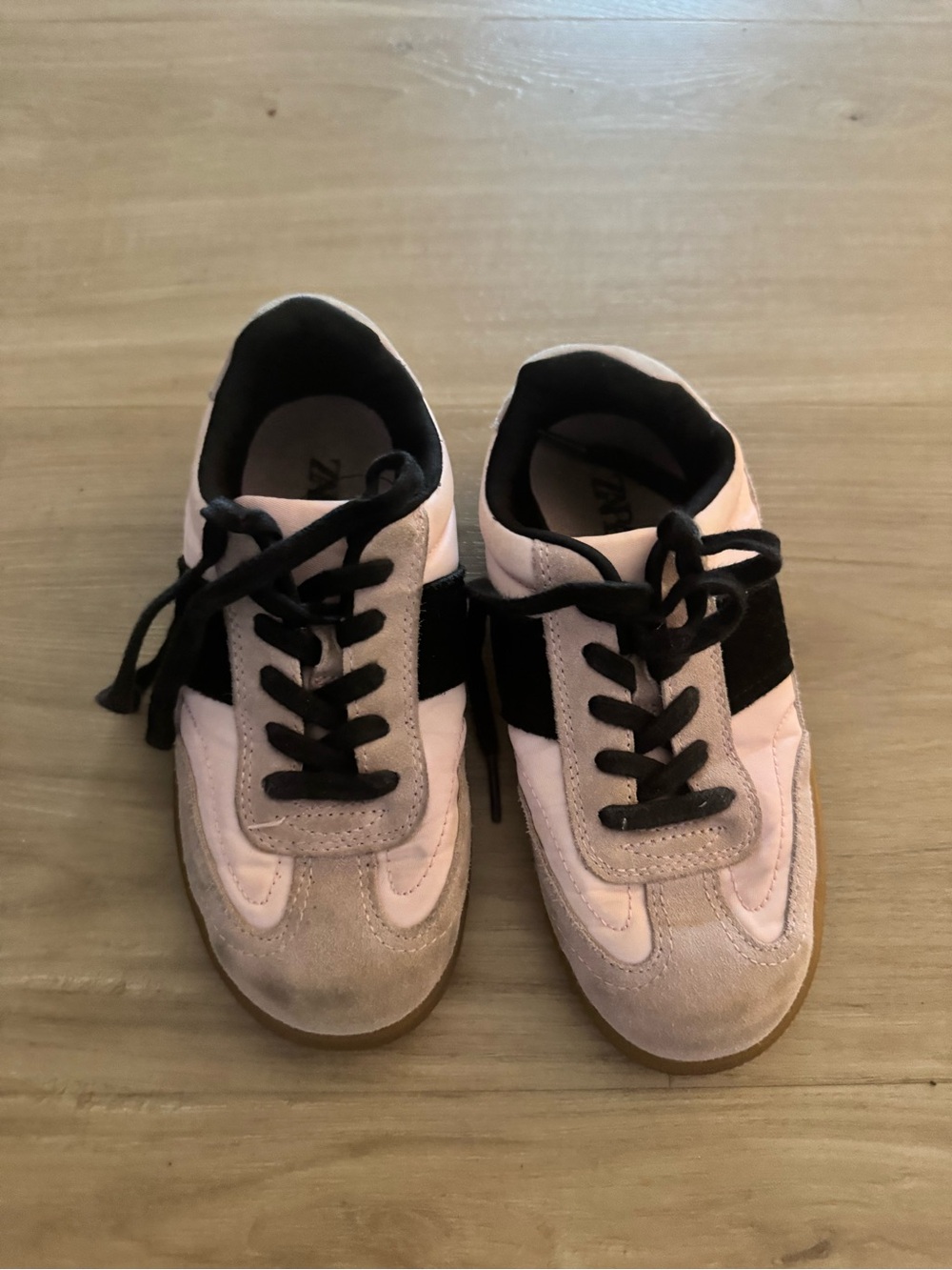 Kids Pink and Black Lace-Up Sneakers